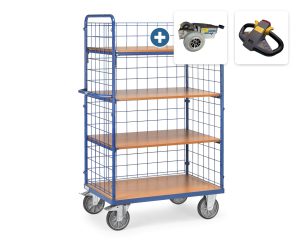 Etagewagen met draadgaas en zijwand (4 etages)