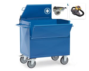 Bakwagen met wanden van staalplaat en deksel (blauw)