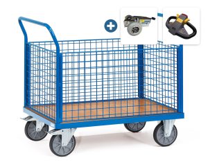 Vierwandwagen met draadgaas